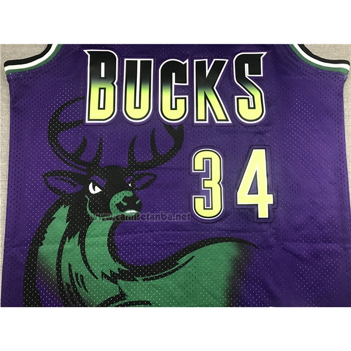 Camiseta Milwaukee Bucks Ray Allen #34 Mitchell & Ness 1996-97 Violeta